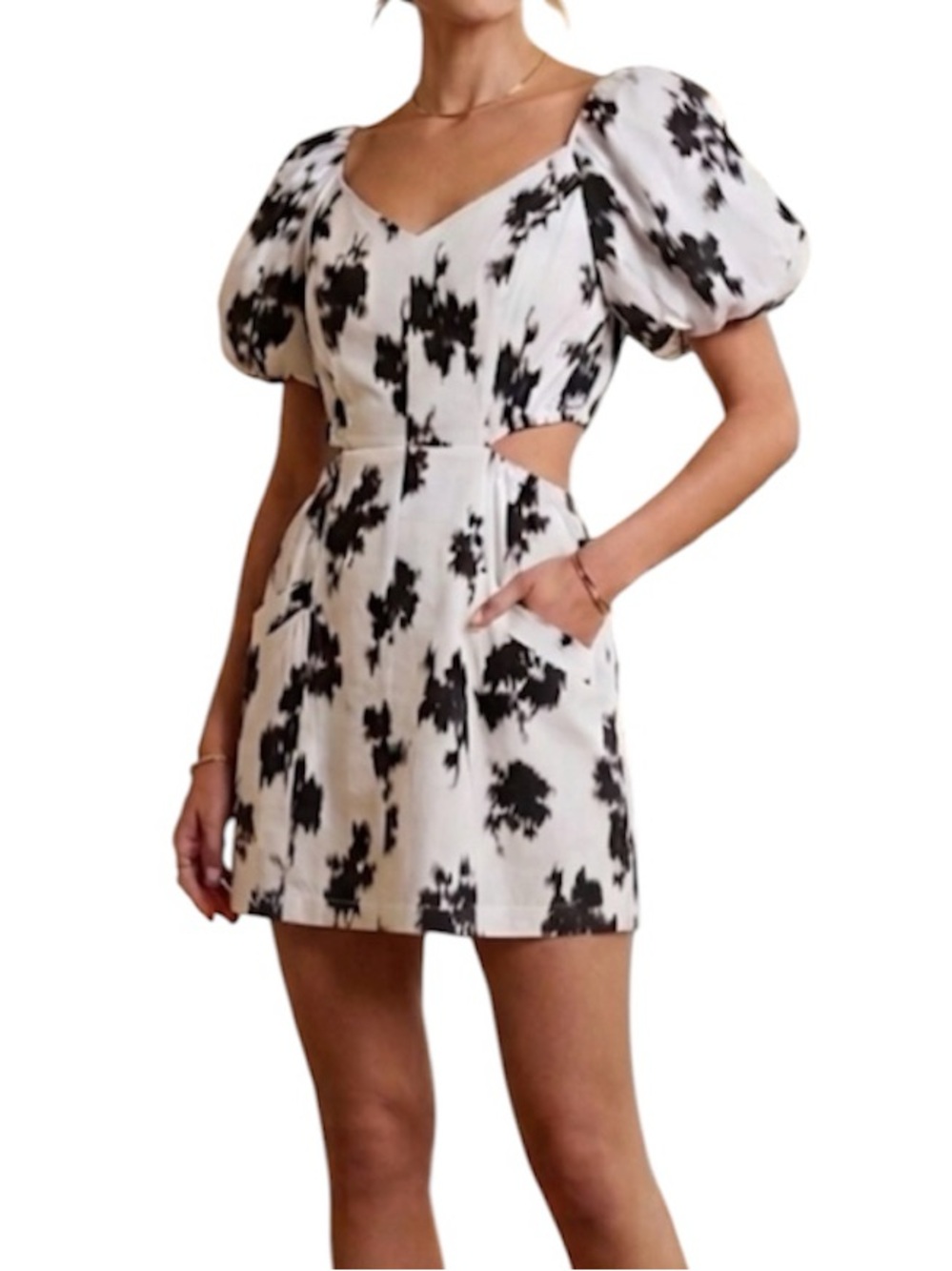 NEW Prabal Gurung 20W OWTBK PB Fit Flare Black & White Puff Sleeve Sheath Dress